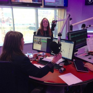 Fran being interviewed at the Key 103 studios