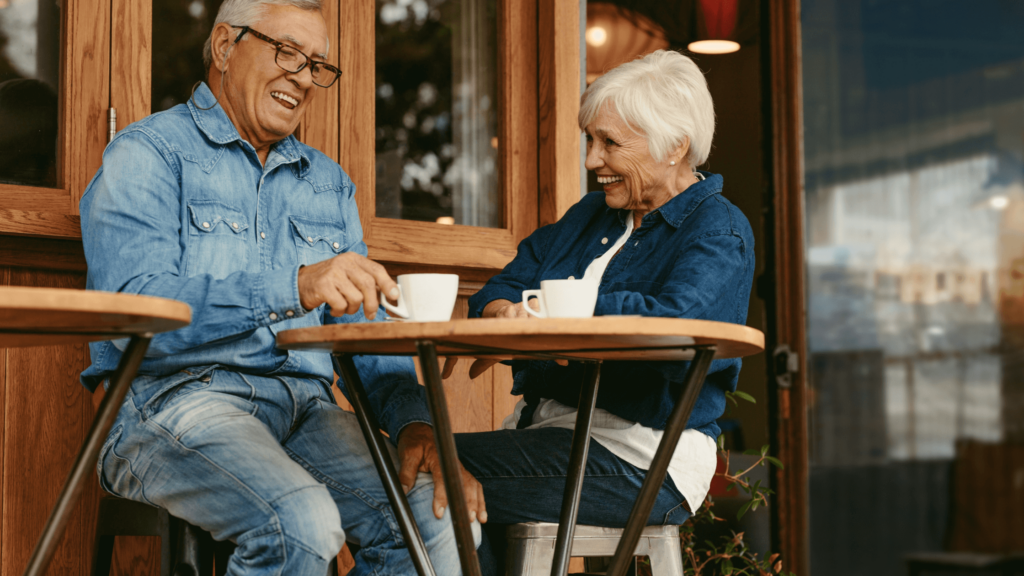 customers drinking coffee at a cafe