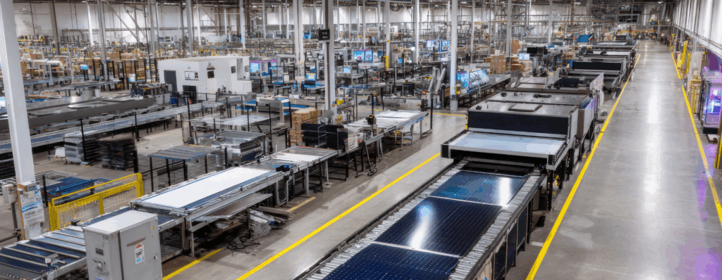 Modern manufacturing facility with automated machinery and production lines for industrial goods, representing the importance of Manufacturer Insurance.