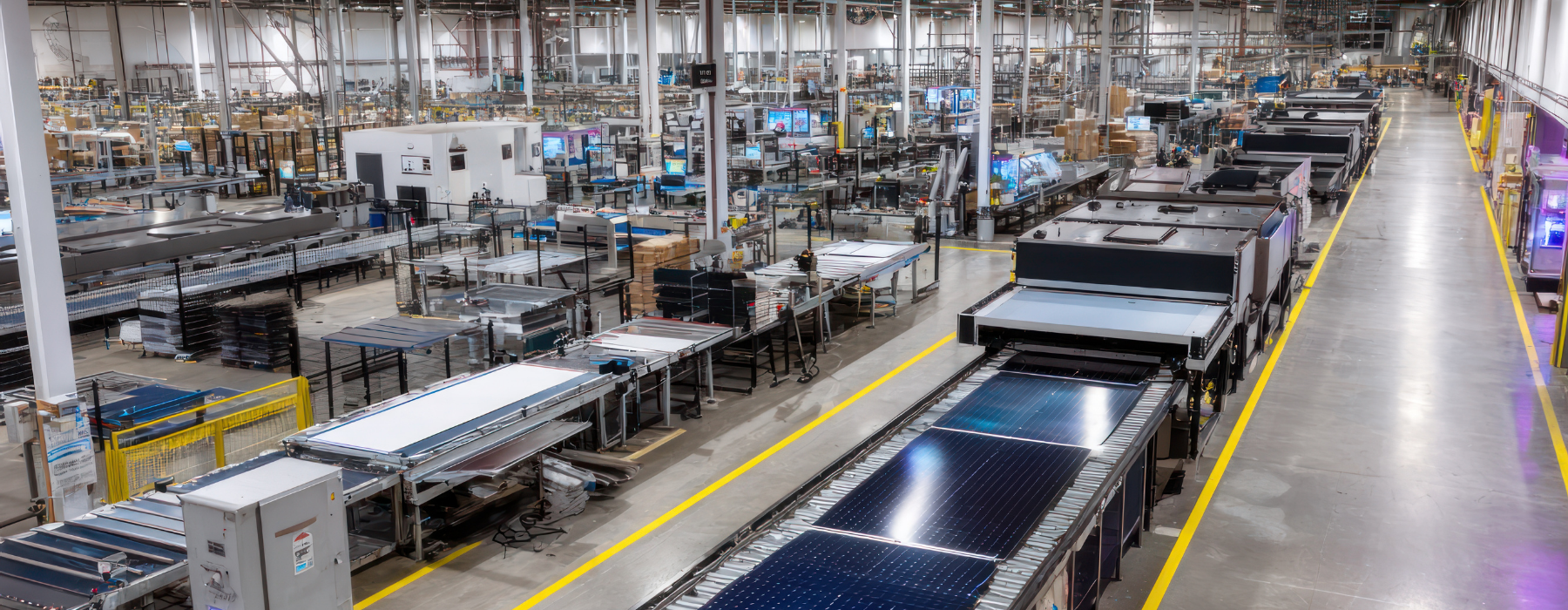 Modern manufacturing facility with automated machinery and production lines for industrial goods, representing the importance of Manufacturer Insurance.