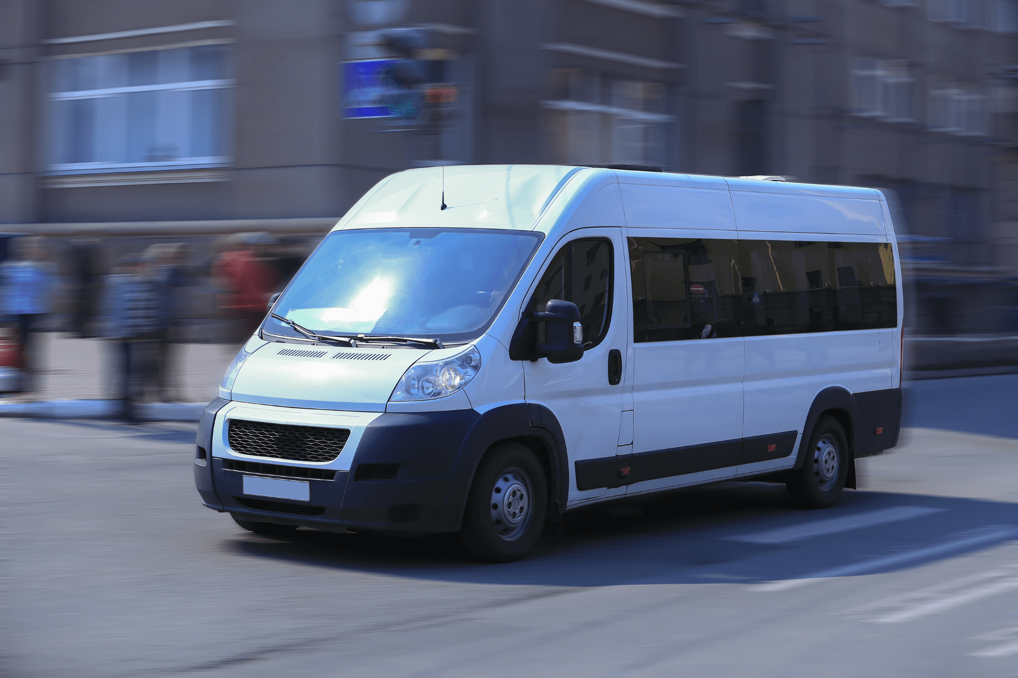 minibus driving in the street