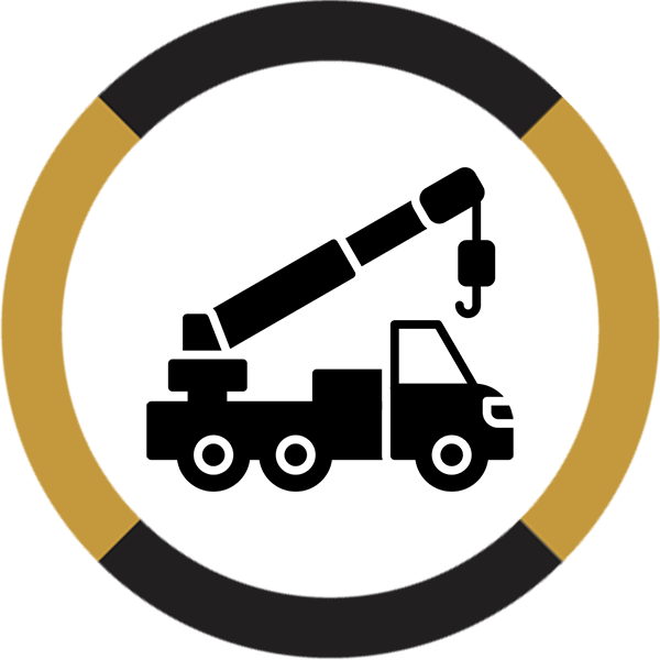 Lorry mounted crane used for lifting heavy materials on site