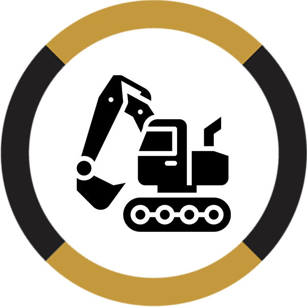 Tracked excavator digger used for groundworks and construction projects