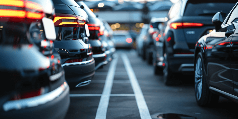 Rows of parked cars in a car park, representing fleet vehicles and insured everyday motoring