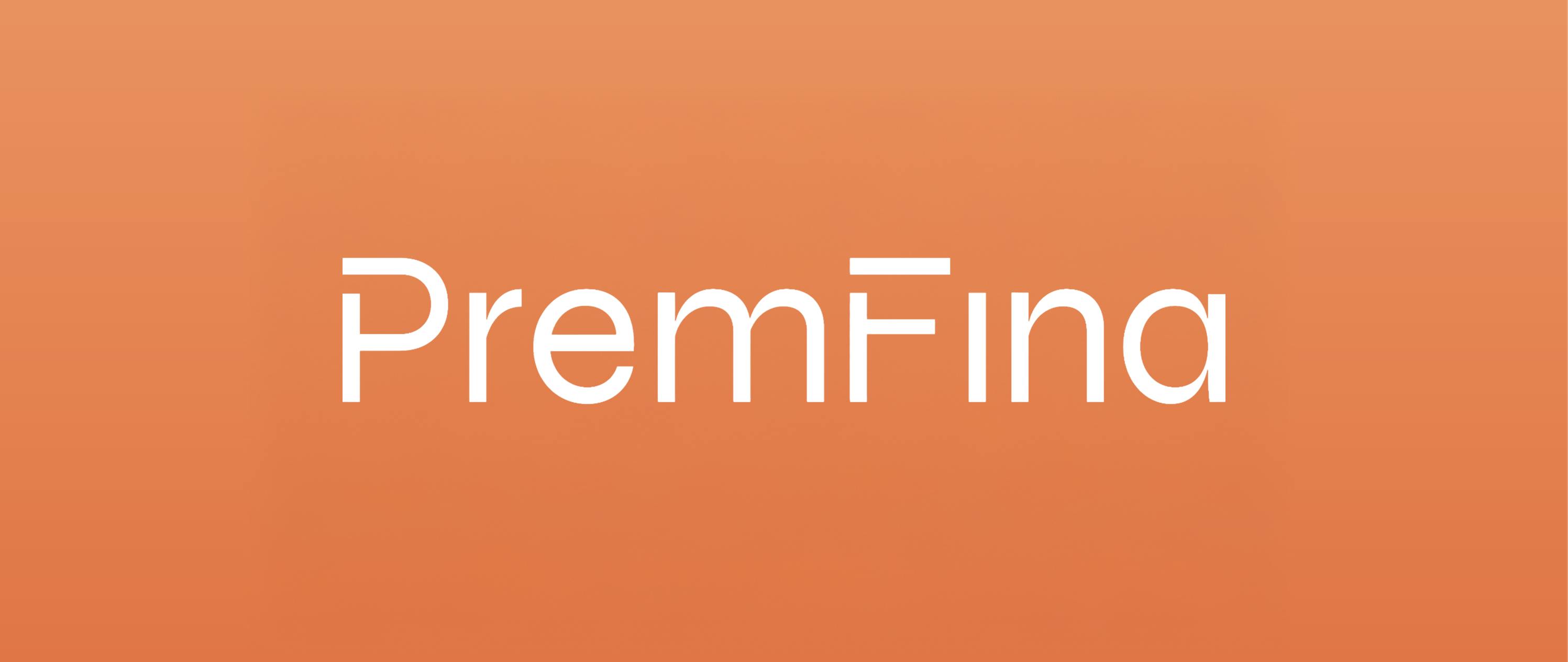 premfina logo in white with orange gradient background