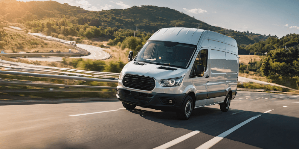 van driving on a road