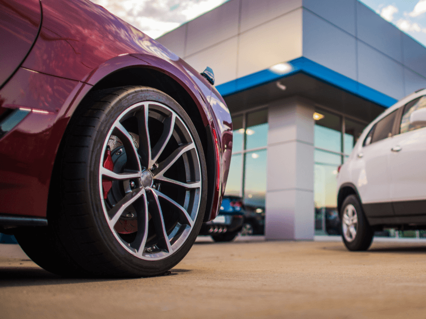 cars at a showroom